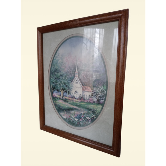 Home Interiors Pastoral Scene Art Print with Brown Frame - Picture 5 of 6